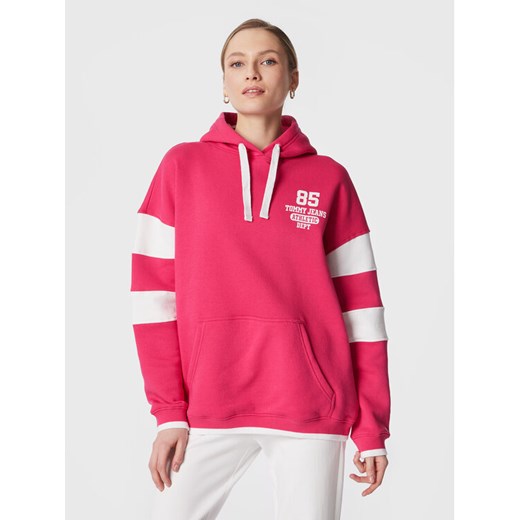 Tommy Jeans Bluza Collegiate 85 DW0DW14860 Różowy Oversize ze sklepu MODIVO w kategorii Bluzy damskie - zdjęcie 182743453