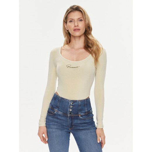 Guess Body Allycia V4RP05 KC2V0 Beżowy Slim Fit ze sklepu MODIVO w kategorii Bluzki damskie - zdjęcie 182743513