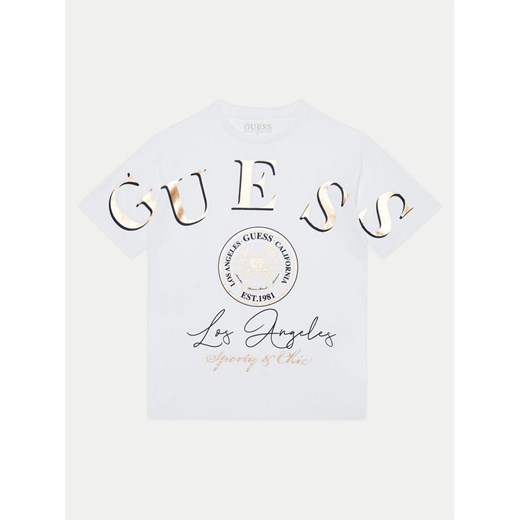 Guess T-Shirt J5RI28 K8HM4 Biały Regular Fit ze sklepu MODIVO w kategorii Bluzki dziewczęce - zdjęcie 182743542