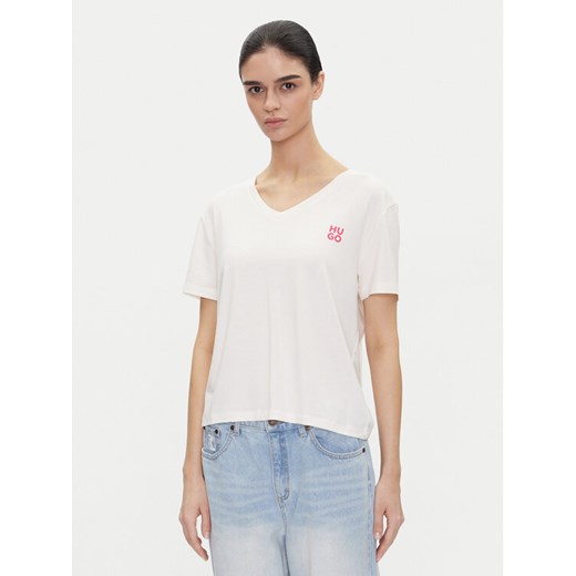 HUGO T-Shirt Nika_T-Shirt 50540046 Écru Regular Fit ze sklepu MODIVO w kategorii Bluzki damskie - zdjęcie 182743692