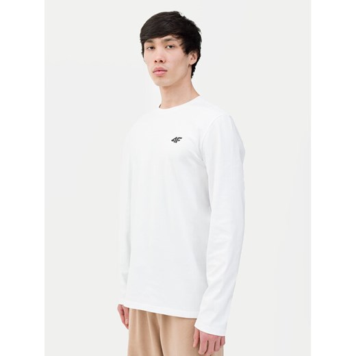 4F Longsleeve 4FWSS24TLONM217 Biały Regular Fit ze sklepu MODIVO w kategorii T-shirty męskie - zdjęcie 182743760