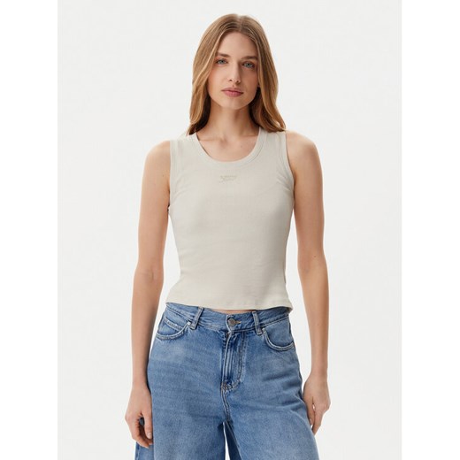 Tommy Jeans Top DW0DW21369 Beżowy Slim Fit ze sklepu MODIVO w kategorii Bluzki damskie - zdjęcie 182743812