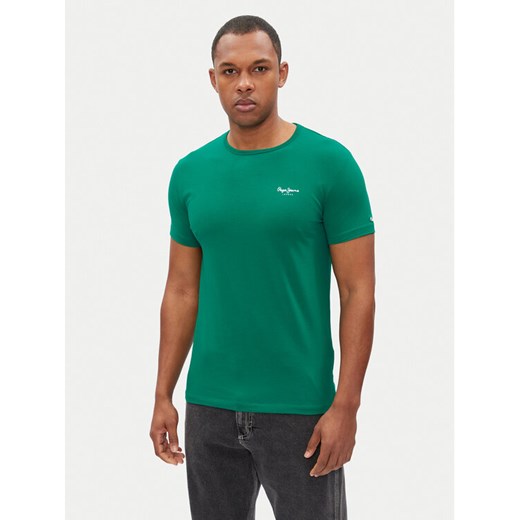 Pepe Jeans T-Shirt Original Basic PM508212 Zielony Slim Fit ze sklepu MODIVO w kategorii T-shirty męskie - zdjęcie 182743813