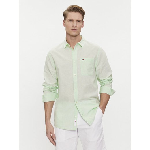 Tommy Jeans Koszula DM0DM18962 Zielony Regular Fit ze sklepu MODIVO w kategorii Koszule męskie - zdjęcie 182743881
