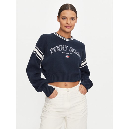 Tommy Jeans Sweter Varsity DW0DW18692 Granatowy Relaxed Fit ze sklepu MODIVO w kategorii Swetry damskie - zdjęcie 182743920