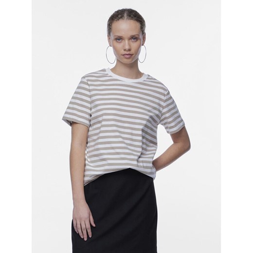 Pieces T-Shirt Ria 17146339 Beżowy Regular Fit ze sklepu MODIVO w kategorii Bluzki damskie - zdjęcie 182744040