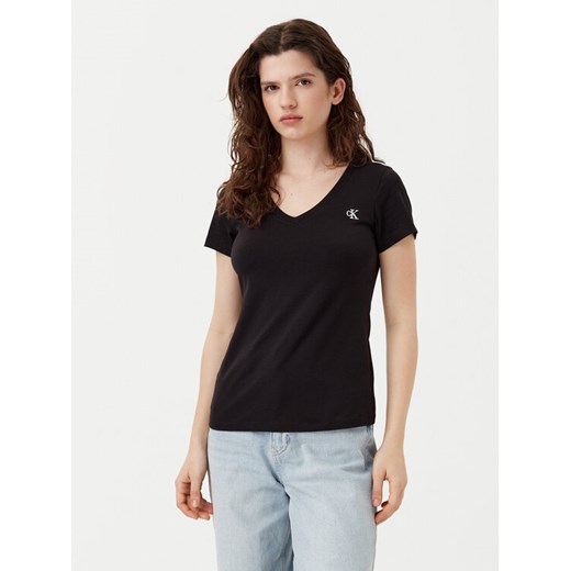 Calvin Klein Jeans T-Shirt Rood J20J213716 Czarny Regular Fit ze sklepu MODIVO w kategorii Bluzki damskie - zdjęcie 182744151
