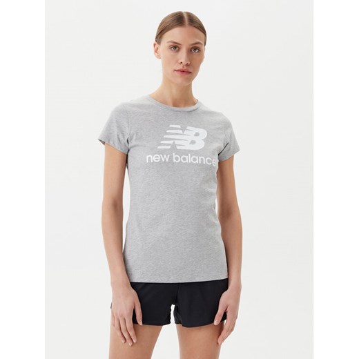 New Balance T-Shirt Essentials Stacked Logo Tee WT91546 Szary Athletic Fit ze sklepu MODIVO w kategorii Bluzki damskie - zdjęcie 182744164