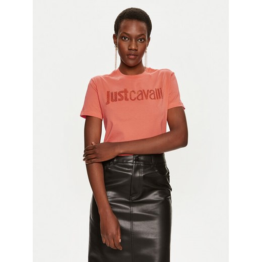 Just Cavalli T-Shirt 76PAHE03 Różowy Regular Fit ze sklepu MODIVO w kategorii Bluzki damskie - zdjęcie 182744301