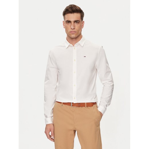 Tommy Jeans Koszula DM0DM04405 Biały Slim Fit ze sklepu MODIVO w kategorii Koszule męskie - zdjęcie 182744470