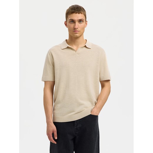Selected Homme Polo Mattis 16096197 Beżowy Regular Fit ze sklepu MODIVO w kategorii T-shirty męskie - zdjęcie 182744943