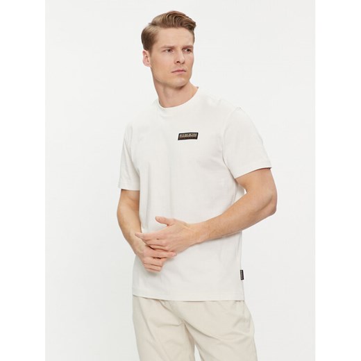 Napapijri T-Shirt Iaato NP0A4HFZ Écru Regular Fit ze sklepu MODIVO w kategorii T-shirty męskie - zdjęcie 182745052