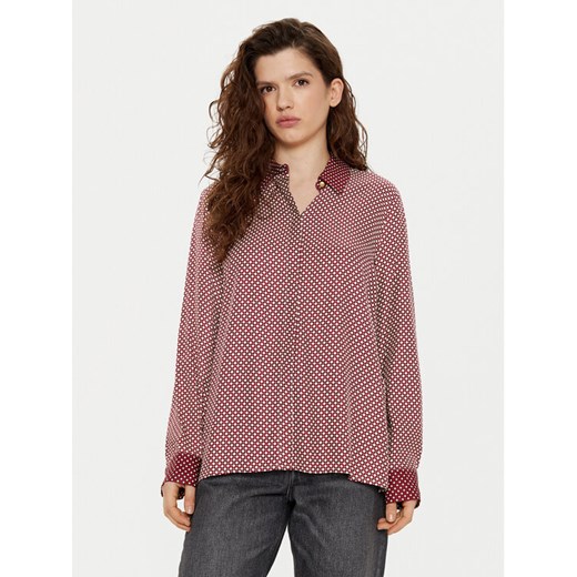Tommy Hilfiger Koszula WW0WW44036 Bordowy Relaxed Fit ze sklepu MODIVO w kategorii Koszule damskie - zdjęcie 182745201