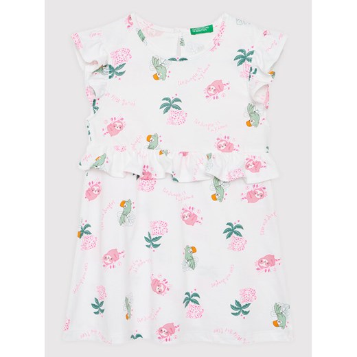 United Colors Of Benetton Sukienka letnia 3HD3GV005 Biały Regular Fit ze sklepu MODIVO w kategorii Sukienki niemowlęce - zdjęcie 182745280