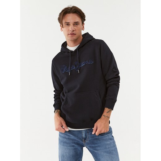 Pepe Jeans Bluza Ryan Hoodie PM582328 Granatowy Regular Fit ze sklepu MODIVO w kategorii Bluzy męskie - zdjęcie 182745283