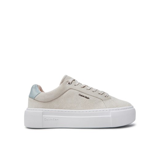Calvin Klein Sneakersy Flatform Cup Lace Up W/Ml HW0HW02282 Beżowy ze sklepu MODIVO w kategorii Buty sportowe damskie - zdjęcie 182745321