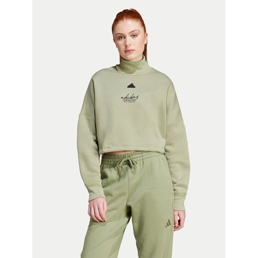 adidas Bluza Signature Graphic JE3899 Zielony Loose Fit ze sklepu MODIVO w kategorii Bluzy damskie - zdjęcie 182745462