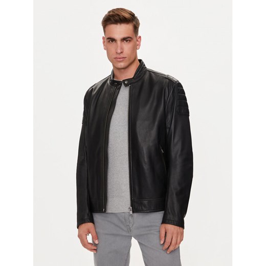 Boss Kurtka skórzana Jomoto 50518270 Czarny Regular Fit ze sklepu MODIVO w kategorii Kurtki męskie - zdjęcie 182745472