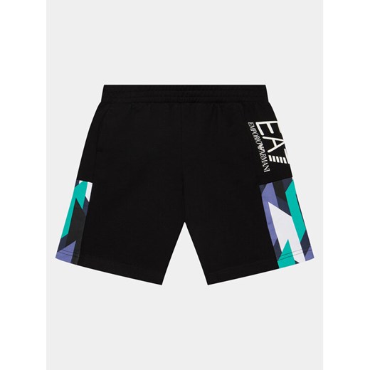 EA7 Emporio Armani Szorty materiałowe 3DBS59 BJ05Z 1200 Czarny Regular Fit ze sklepu MODIVO w kategorii Kąpielówki chłopięce - zdjęcie 182745722