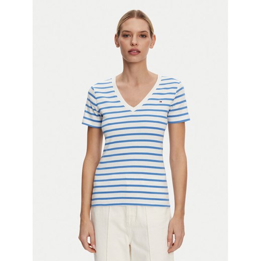 Tommy Hilfiger T-Shirt New Cody WW0WW40584 Niebieski Slim Fit ze sklepu MODIVO w kategorii Bluzki damskie - zdjęcie 182745752