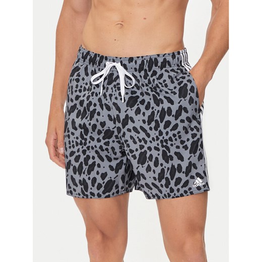 adidas Szorty kąpielowe Essentials 3-Stripes Animal CLX IS1559 Szary Regular Fit ze sklepu MODIVO w kategorii Kąpielówki - zdjęcie 182745763