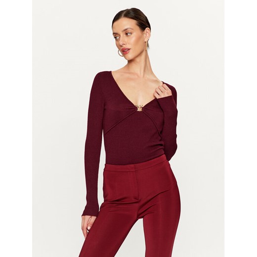 Pinko Sweter Giraffa 101846 A15S Bordowy Regular Fit ze sklepu MODIVO w kategorii Swetry damskie - zdjęcie 182745792