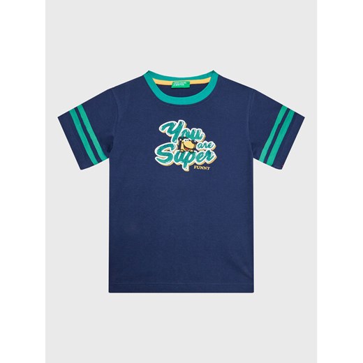United Colors Of Benetton T-Shirt 3096G108K Granatowy Regular Fit ze sklepu MODIVO w kategorii T-shirty chłopięce - zdjęcie 182745812
