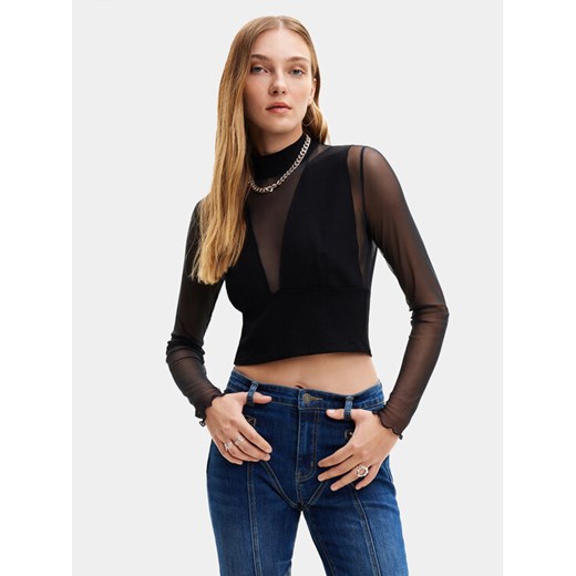 Desigual Bluzka Venice 24SWTK76 Czarny Slim Fit ze sklepu MODIVO w kategorii Bluzki damskie - zdjęcie 182746583