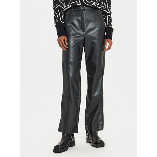 Max Mara Leisure Spodnie z imitacji skóry Struzzo 2426786098 Czarny Straight Fit ze sklepu MODIVO w kategorii Spodnie damskie - zdjęcie 182746703