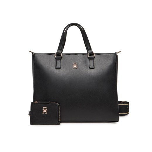 Tommy Hilfiger Torebka Th Joy Satchel AW0AW16814 Czarny ze sklepu MODIVO w kategorii Torby Shopper bag - zdjęcie 182746723