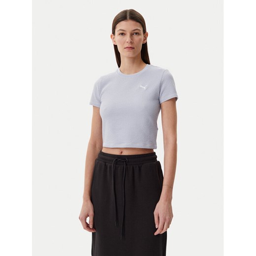 Puma T-Shirt Dare To 629806 Błękitny Slim Fit ze sklepu MODIVO w kategorii Bluzki damskie - zdjęcie 182747020