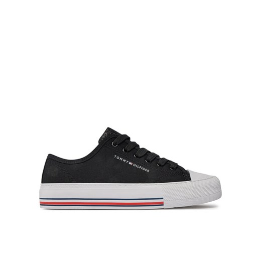Tommy Hilfiger Trampki Low Cut Lace-Up Sneaker T3A9-33185-1687 S Czarny ze sklepu MODIVO w kategorii Trampki dziecięce - zdjęcie 182747114