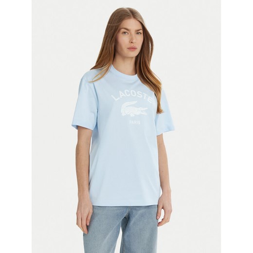 Lacoste T-Shirt TH2733 Błękitny Regular Fit ze sklepu MODIVO w kategorii Bluzki damskie - zdjęcie 182747172