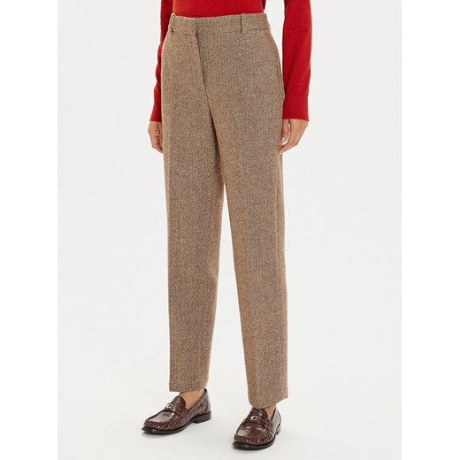 Tommy Hilfiger Spodnie materiałowe Herringbone WW0WW42959 Brązowy Straight Fit ze sklepu MODIVO w kategorii Spodnie damskie - zdjęcie 182747173