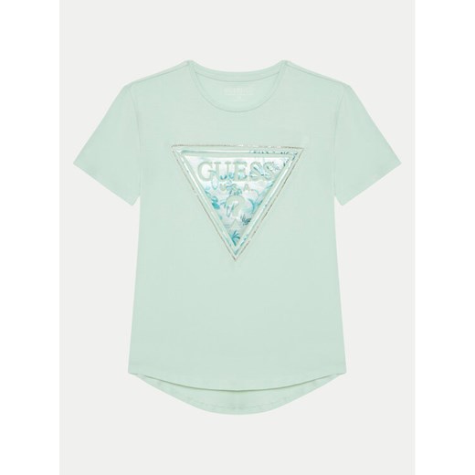 Guess T-Shirt J5GI15 K6YW4 Zielony Regular Fit ze sklepu MODIVO w kategorii Bluzki dziewczęce - zdjęcie 182747420