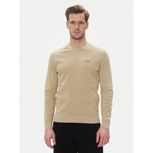 Aeronautica Militare Sweter 251MA1556L560 Beżowy Regular Fit ze sklepu MODIVO w kategorii Swetry męskie - zdjęcie 182747443