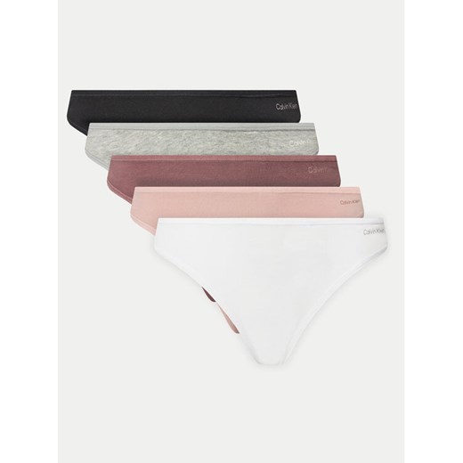 Calvin Klein Underwear Komplet 5 par stringów Thong 5Pk 000QD5250E Kolorowy ze sklepu MODIVO w kategorii Majtki damskie - zdjęcie 182747521