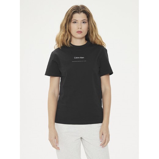 Calvin Klein T-Shirt Multi Logo K20K207215 Czarny Regular Fit ze sklepu MODIVO w kategorii Bluzki damskie - zdjęcie 182747701