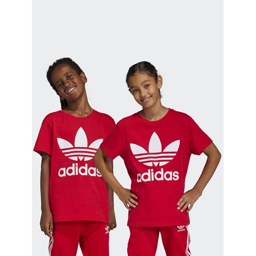 adidas T-Shirt Trefoil T-Shirt IB9929 Czerwony Regular Fit ze sklepu MODIVO w kategorii T-shirty chłopięce - zdjęcie 182747841