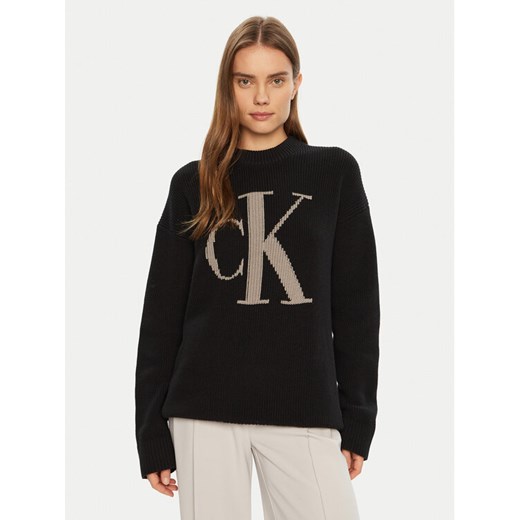 Calvin Klein Jeans Sweter Intrasia J20J224799 Czarny Relaxed Fit ze sklepu MODIVO w kategorii Swetry damskie - zdjęcie 182747904