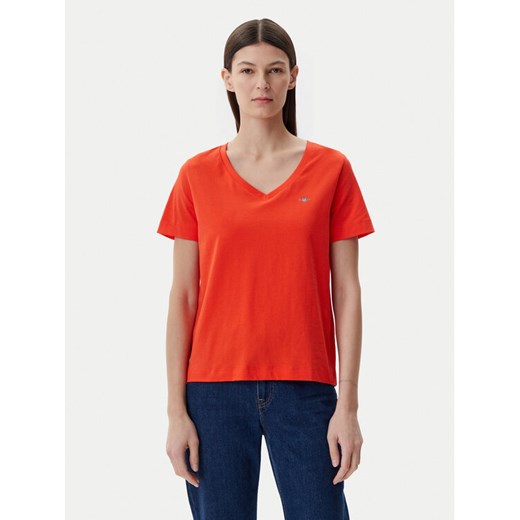 Gant T-Shirt Shield 4200750 Pomarańczowy Regular Fit ze sklepu MODIVO w kategorii Bluzki damskie - zdjęcie 182747944