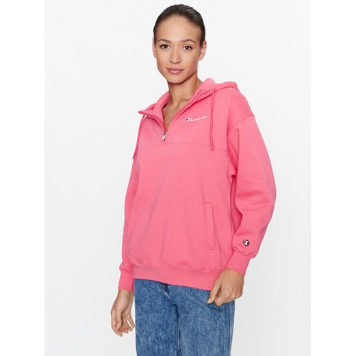 Champion Bluza Hooded Half Zip Sweatshirt 116581 Różowy Oversize ze sklepu MODIVO w kategorii Bluzy damskie - zdjęcie 182747984