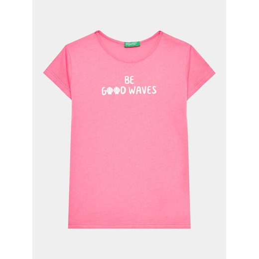 United Colors Of Benetton T-Shirt 3096G1095 Różowy Regular Fit ze sklepu MODIVO w kategorii Bluzki dziewczęce - zdjęcie 182748280