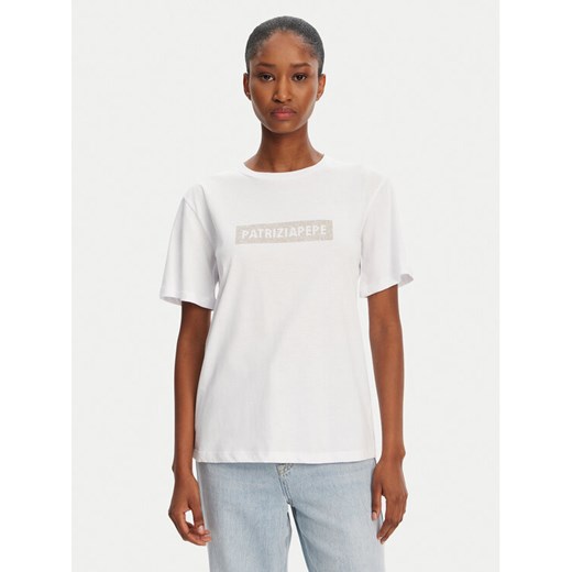 Patrizia Pepe T-Shirt 2M4422/J274-W146 Biały Regular Fit ze sklepu MODIVO w kategorii Bluzki damskie - zdjęcie 182748313