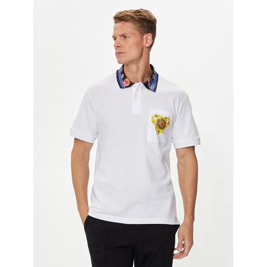 Versace Jeans Couture Polo 76GAGT11 Biały Regular Fit ze sklepu MODIVO w kategorii T-shirty męskie - zdjęcie 182748314