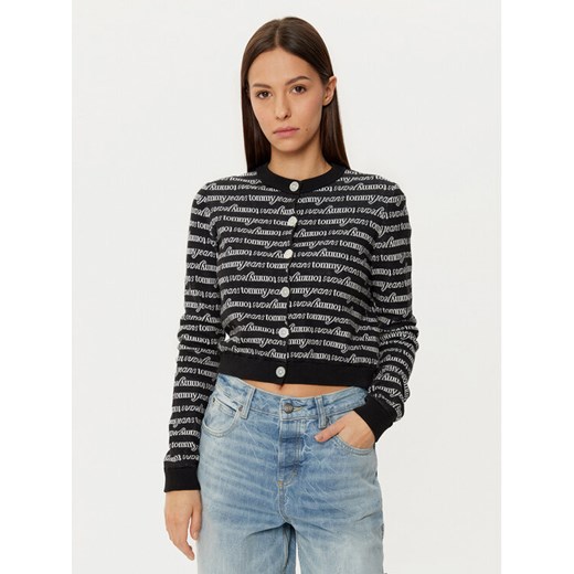 Tommy Jeans Kardigan DW0DW19340 Czarny Slim Fit ze sklepu MODIVO w kategorii Swetry damskie - zdjęcie 182748551