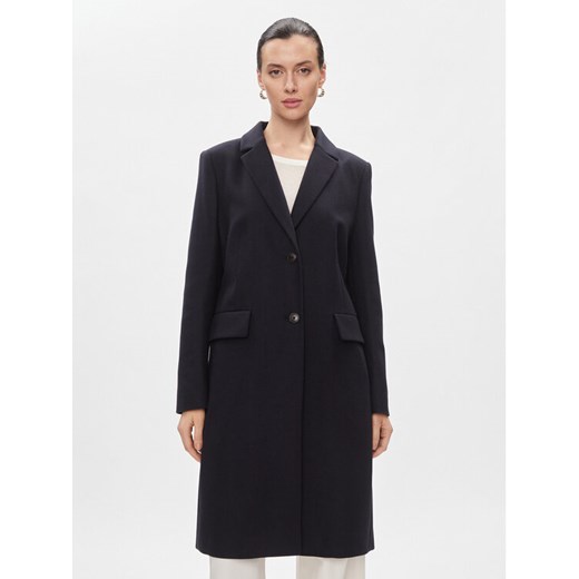 Tommy Hilfiger Płaszcz wełniany Classic Light Wool Blend Coat WW0WW41662 Granatowy Regular Fit ze sklepu MODIVO w kategorii Płaszcze damskie - zdjęcie 182748560
