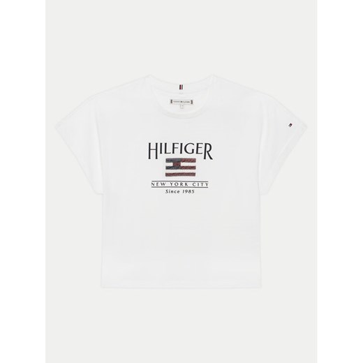Tommy Hilfiger T-Shirt KG0KG08525 D Biały Regular Fit ze sklepu MODIVO w kategorii Bluzki dziewczęce - zdjęcie 182748753