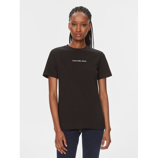 Calvin Klein Jeans T-Shirt J20J221065 Czarny Regular Fit ze sklepu MODIVO w kategorii Bluzki damskie - zdjęcie 182748792