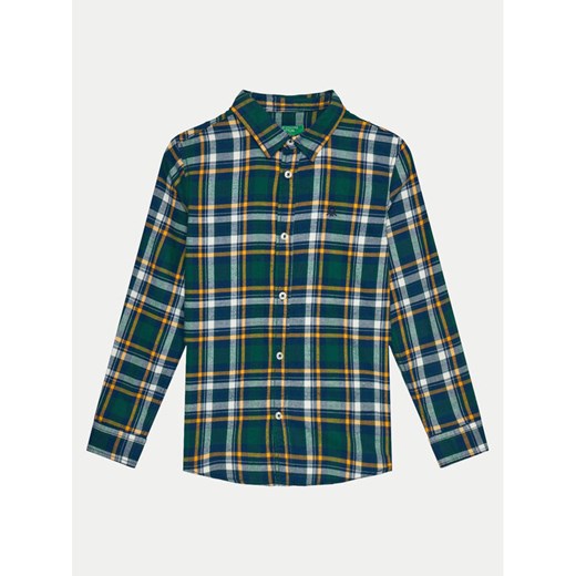 United Colors Of Benetton Koszula 5LQHCQ039 Zielony Regular Fit ze sklepu MODIVO w kategorii Koszule chłopięce - zdjęcie 182748933